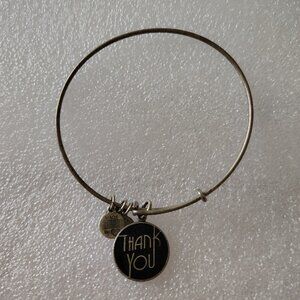 Alex and Ani Gold Thank You Silver Charm Bangle Bracelet   413